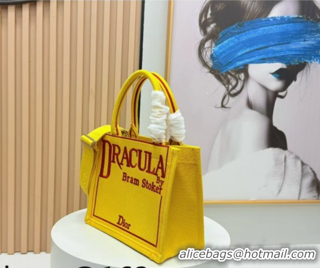 Luxury Discount Dior Small Book Tote Bag in Yellow and Red Book Cover Embroidery 0127042 2026