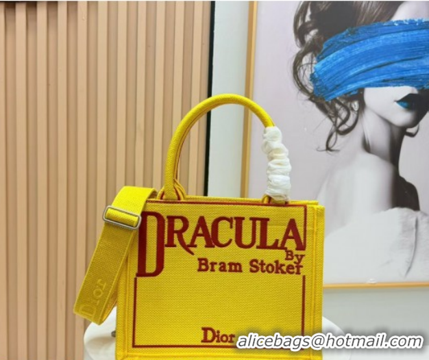 Luxury Discount Dior Small Book Tote Bag in Yellow and Red Book Cover Embroidery 0127042 2026