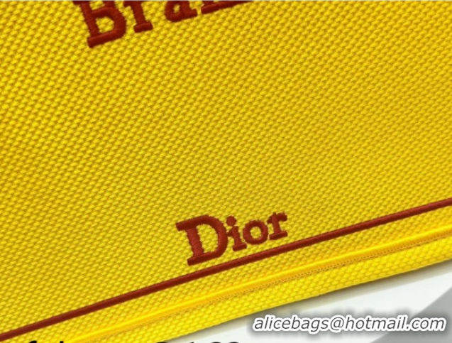 Luxury Discount Dior Small Book Tote Bag in Yellow and Red Book Cover Embroidery 0127042 2026