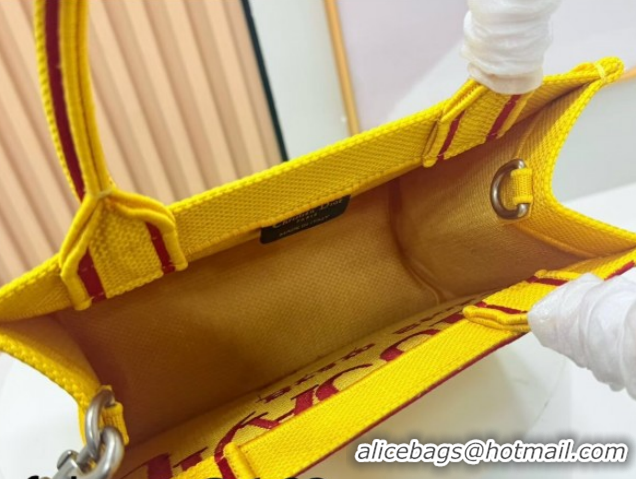 Luxury Discount Dior Small Book Tote Bag in Yellow and Red Book Cover Embroidery 0127042 2026
