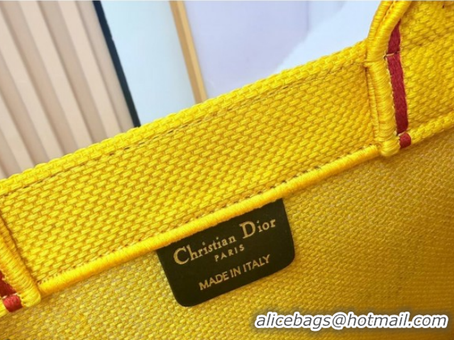 Luxury Discount Dior Small Book Tote Bag in Yellow and Red Book Cover Embroidery 0127042 2026