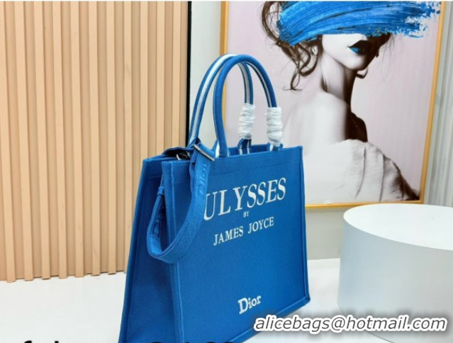 Luxurious Dior Large Book Tote Bag in Blue and White Book Cover Embroidery 0127046 2026