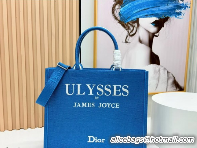 Luxurious Dior Large Book Tote Bag in Blue and White Book Cover Embroidery 0127046 2026
