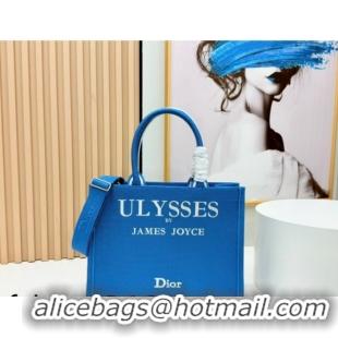 Hot Style Dior Medium Book Tote Bag in Blue and White Book Cover Embroidery 0127047 2026