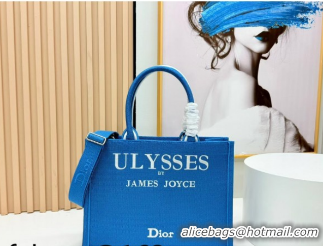 Hot Style Dior Medium Book Tote Bag in Blue and White Book Cover Embroidery 0127047 2026