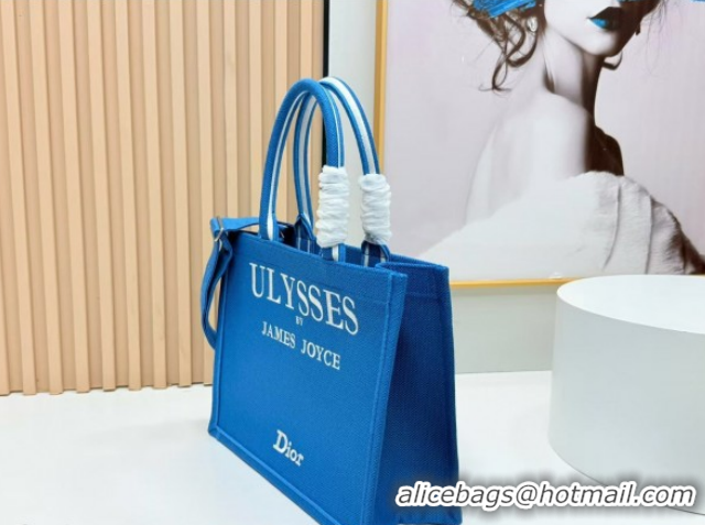 Hot Style Dior Medium Book Tote Bag in Blue and White Book Cover Embroidery 0127047 2026