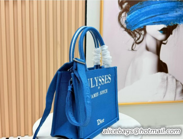 Sumptuous Dior Small Book Tote Bag in Blue and White Book Cover Embroidery 0127048 2026
