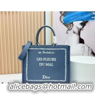 Best Grade Dior Large Book Tote Bag in Grey and White Book Cover Embroidery 0127049 2026