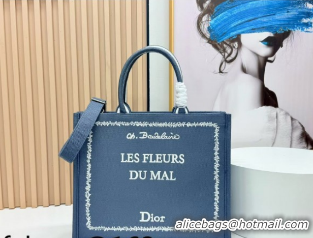 Best Grade Dior Large Book Tote Bag in Grey and White Book Cover Embroidery 0127049 2026