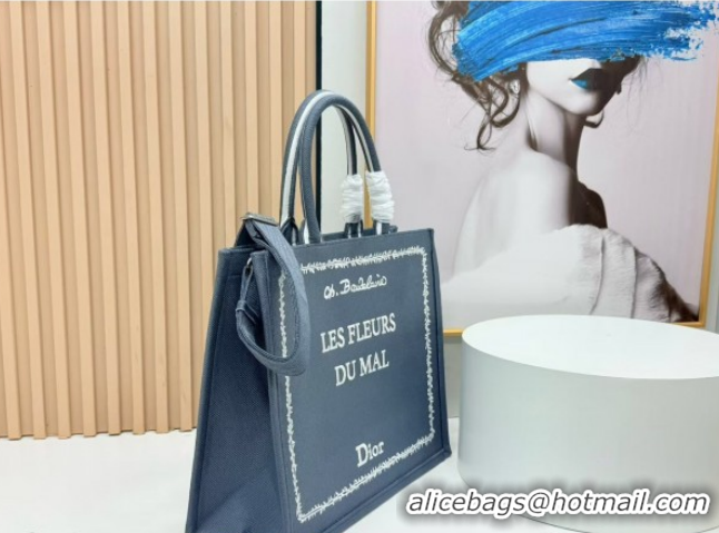 Best Grade Dior Large Book Tote Bag in Grey and White Book Cover Embroidery 0127049 2026