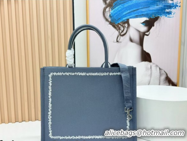 Best Grade Dior Large Book Tote Bag in Grey and White Book Cover Embroidery 0127049 2026