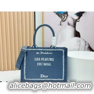 Top Grade Dior Medium Book Tote Bag in Grey and White Book Cover Embroidery 0127050 2026