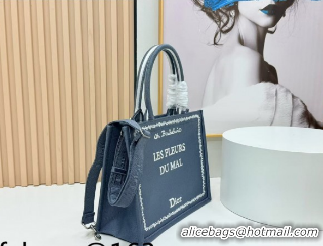 Top Grade Dior Medium Book Tote Bag in Grey and White Book Cover Embroidery 0127050 2026