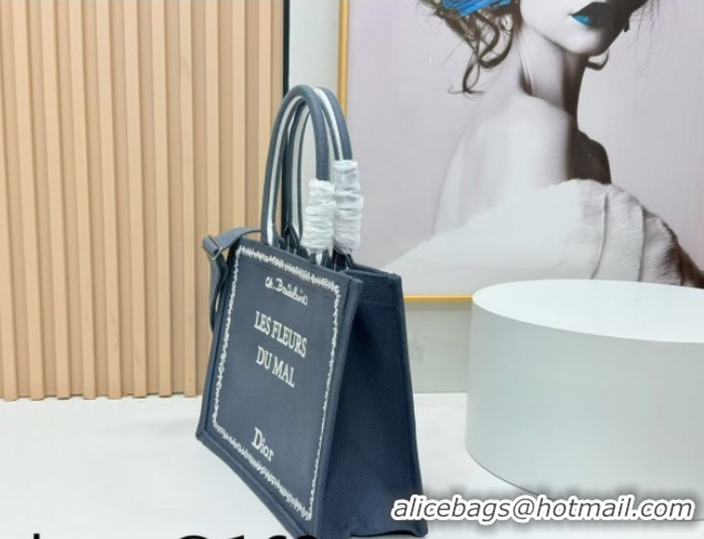 Top Grade Dior Medium Book Tote Bag in Grey and White Book Cover Embroidery 0127050 2026