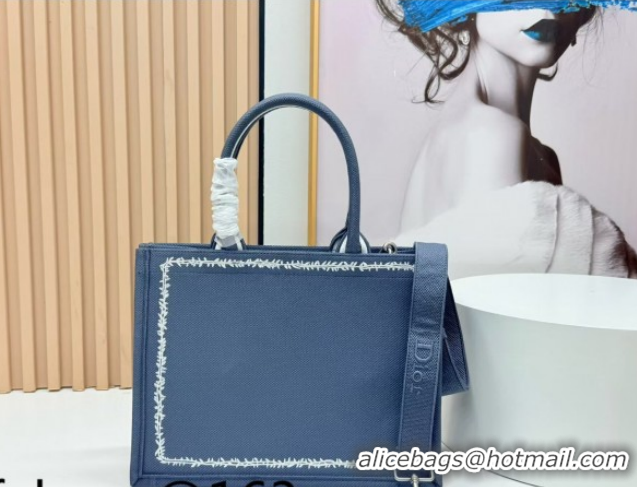 Top Grade Dior Medium Book Tote Bag in Grey and White Book Cover Embroidery 0127050 2026