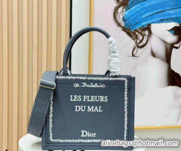 Charming Dior Small Book Tote Bag in Grey and White Book Cover Embroidery 0127051 2026