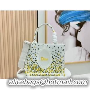 Big Discount Dior Small Book Tote Bag in Buttercup Embroidery and White Dior Médaillon 0127054 2026