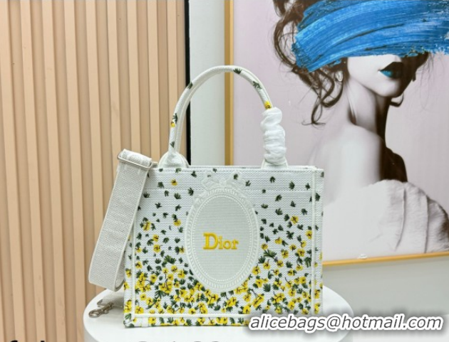 Big Discount Dior Small Book Tote Bag in Buttercup Embroidery and White Dior Médaillon 0127054 2026