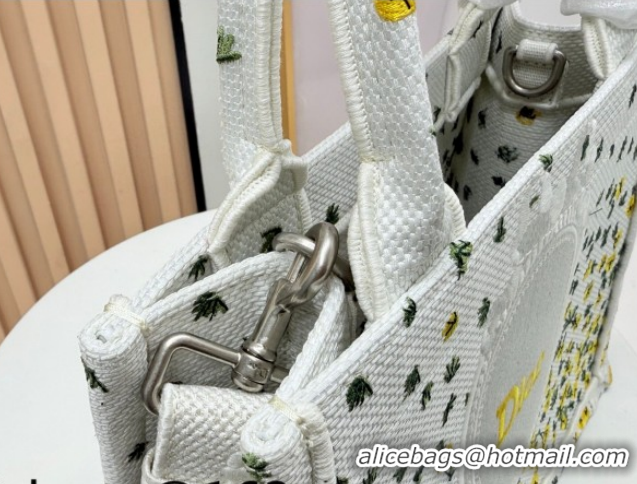 Big Discount Dior Small Book Tote Bag in Buttercup Embroidery and White Dior Médaillon 0127054 2026
