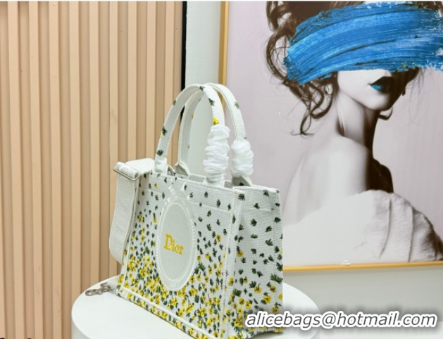 Big Discount Dior Small Book Tote Bag in Buttercup Embroidery and White Dior Médaillon 0127054 2026