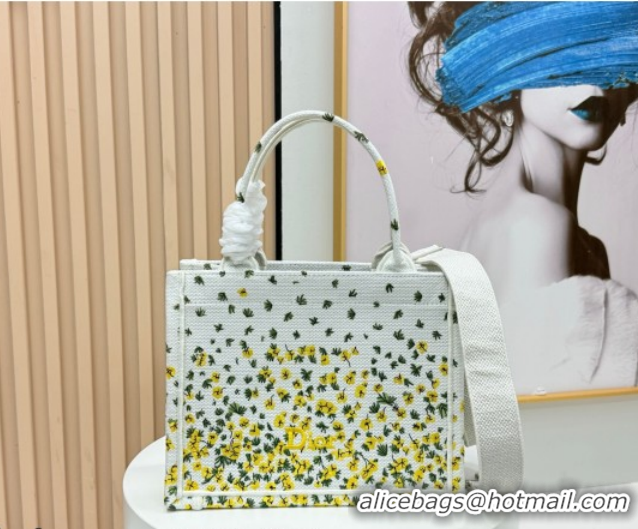 Big Discount Dior Small Book Tote Bag in Buttercup Embroidery and White Dior Médaillon 0127054 2026