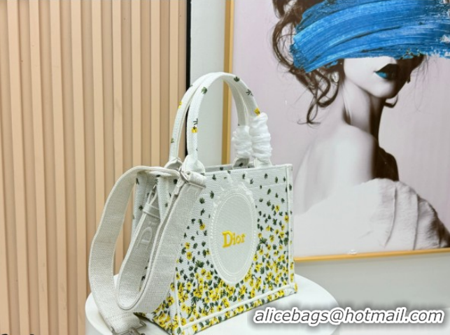 Big Discount Dior Small Book Tote Bag in Buttercup Embroidery and White Dior Médaillon 0127054 2026
