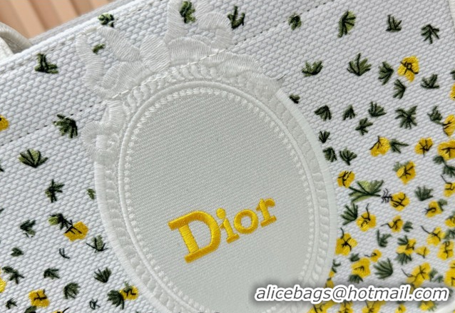 Big Discount Dior Small Book Tote Bag in Buttercup Embroidery and White Dior Médaillon 0127054 2026