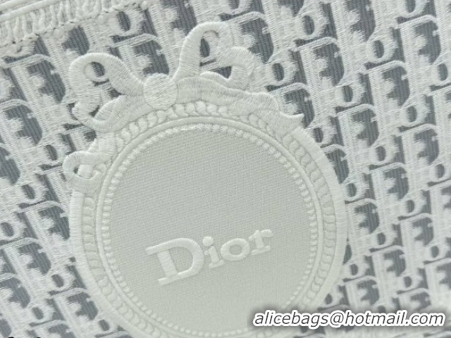 Grade Dior Medium Book Tote Bag in Grey Oblique Embroidery with White Lace and Dior Médaillon 0127059 2026