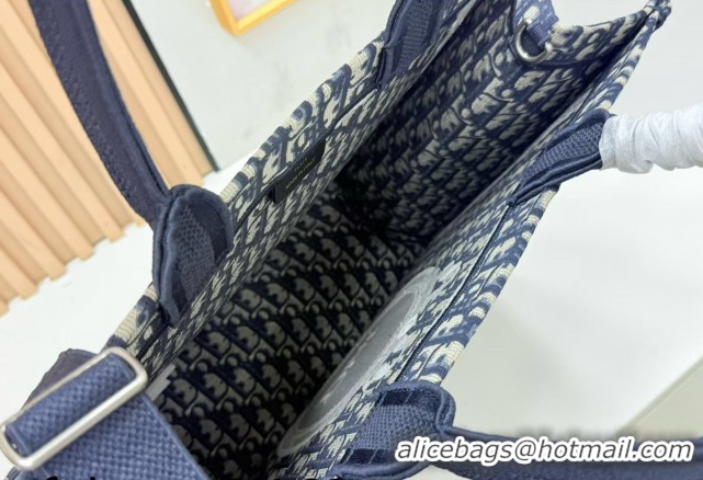1:1 Dior Large Book Tote Bag in Blue Oblique Embroidery with White Lace and Dior Médaillon 0127064 2026