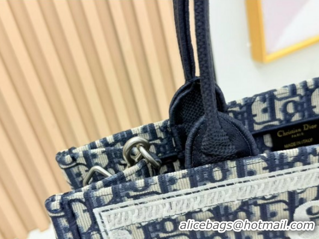 Buy Fashionable Dior Medium Book Tote Bag in Blue Oblique Embroidery with White Lace and Dior Médaillon 0127065 2026