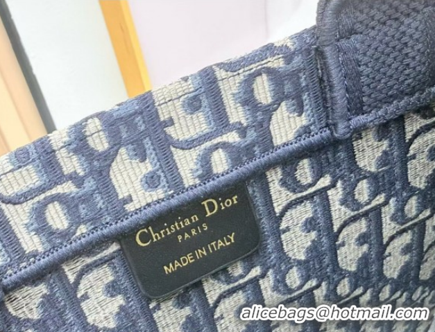 Luxury Dior Small Book Tote Bag in Blue Oblique Embroidery with White Lace and Dior Médaillon 0127066 2026