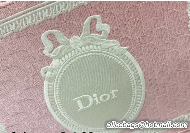 Sophisticated Dior Medium Book Tote Bag in Pink Oblique Embroidery with White Lace and Dior Médaillon 0127068 2026