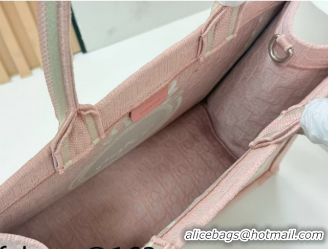 Sophisticated Dior Medium Book Tote Bag in Pink Oblique Embroidery with White Lace and Dior Médaillon 0127068 2026