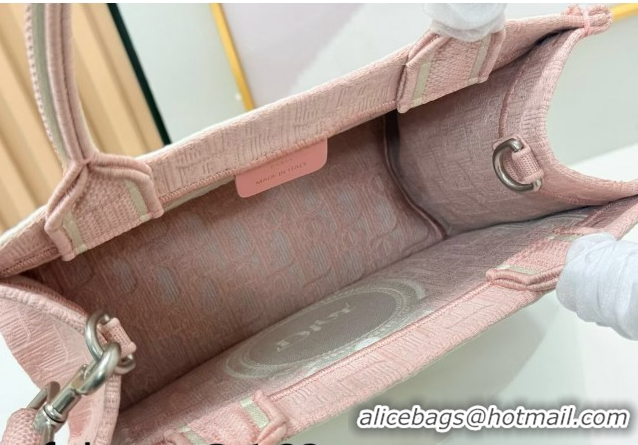 Stylish Dior Small Book Tote Bag in Pink Oblique Embroidery with White Lace and Dior Médaillon 0127069 2026