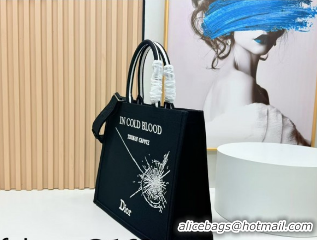 Classic Hot Dior Large Book Tote Bag in Black Sparkle Embroidery 0127070 2026