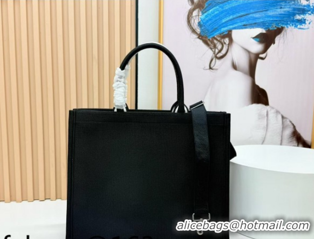 Classic Hot Dior Large Book Tote Bag in Black Sparkle Embroidery 0127070 2026