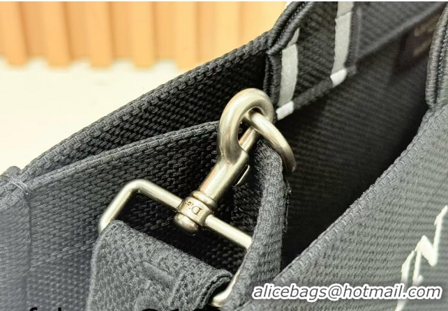 Classic Hot Dior Large Book Tote Bag in Black Sparkle Embroidery 0127070 2026