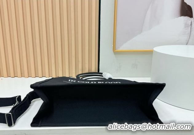 Classic Hot Dior Large Book Tote Bag in Black Sparkle Embroidery 0127070 2026