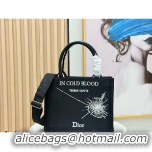 Good Quality Dior Small Book Tote Bag in Black Sparkle Embroidery 0127071 2026