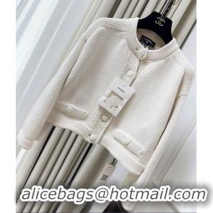 ​Super Quality Chanel 25A Ecru Knitted Cardigan CH56981 White 2026
