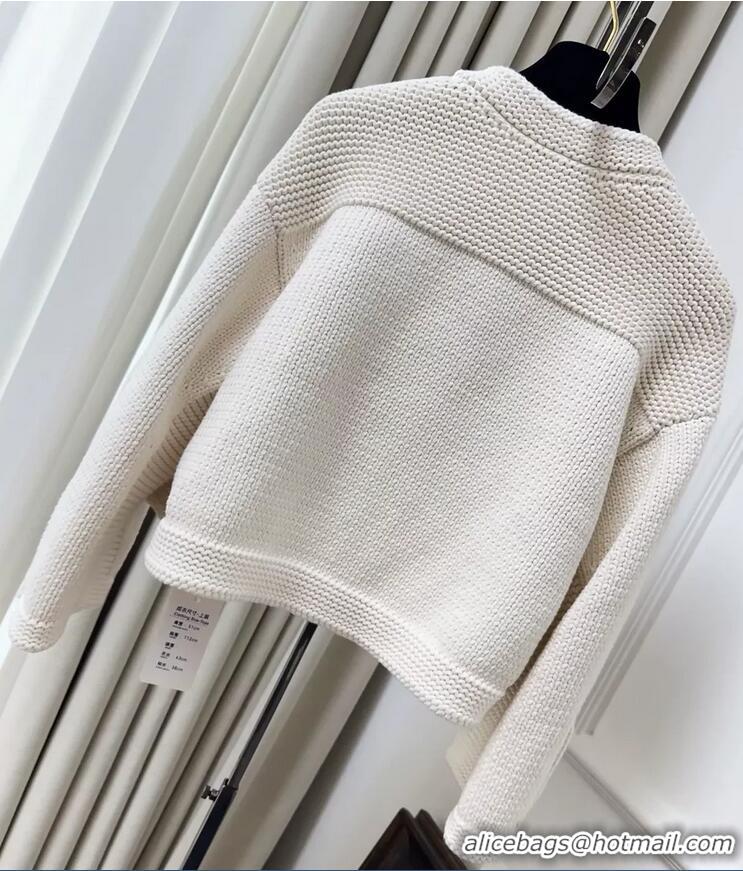 ​Super Quality Chanel 25A Ecru Knitted Cardigan CH56981 White 2026