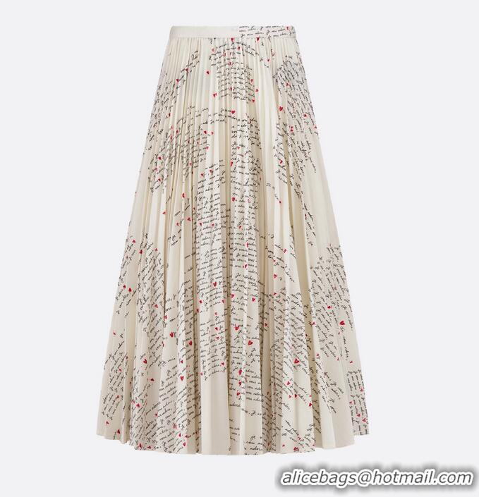 ​Low Price Dior Dioramour Mid-Length Flared Skirt D8652 White