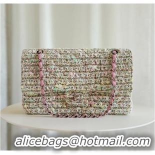 Best Price Chanel Tweed Classic Double Flap Bag 91797 Pink