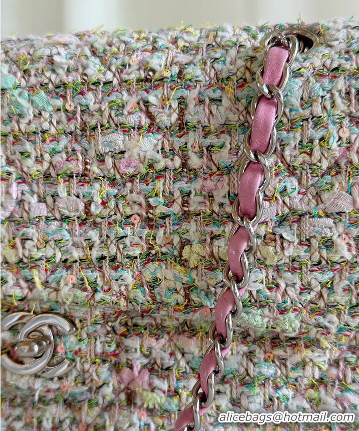 Best Price Chanel Tweed Classic Double Flap Bag 91797 Pink