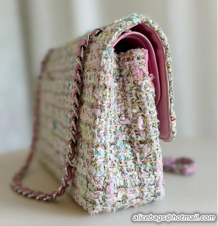 Best Price Chanel Tweed Classic Double Flap Bag 91797 Pink