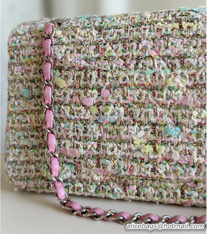 Best Price Chanel Tweed Classic Double Flap Bag 91797 Pink