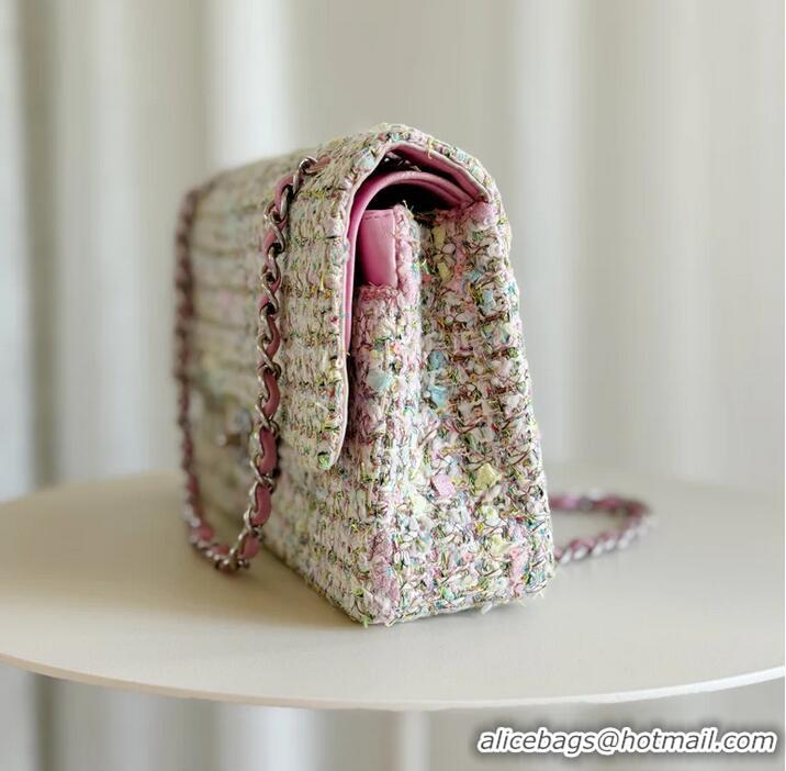 Best Price Chanel Tweed Classic Double Flap Bag 91797 Pink