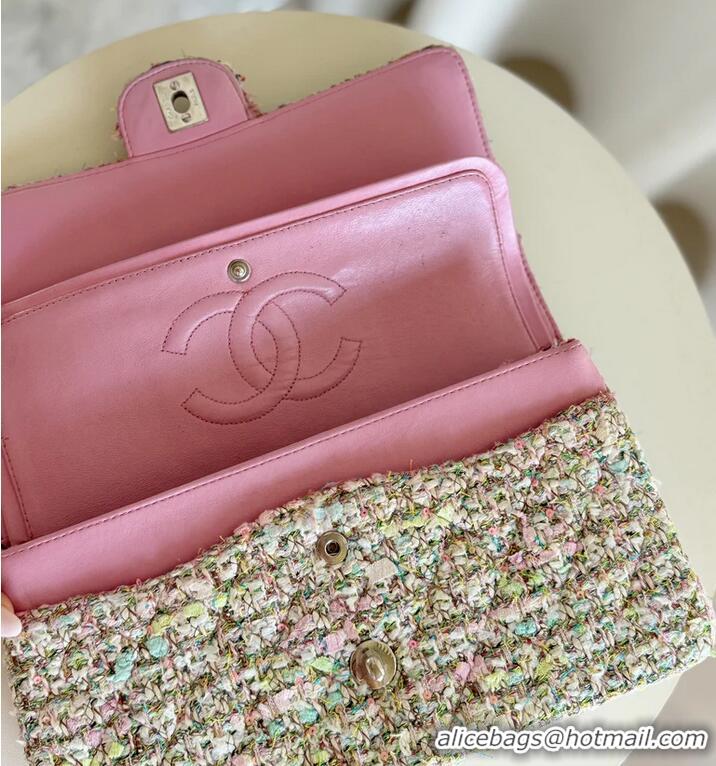 Best Price Chanel Tweed Classic Double Flap Bag 91797 Pink