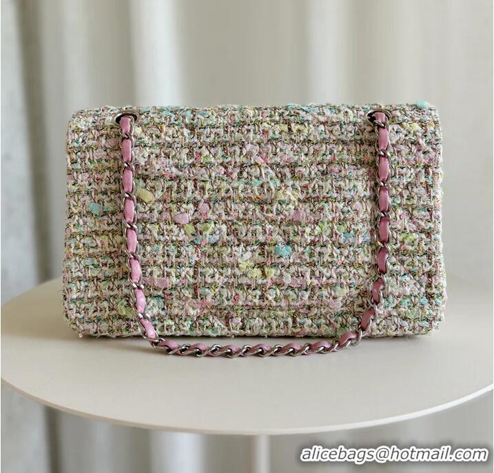 Best Price Chanel Tweed Classic Double Flap Bag 91797 Pink