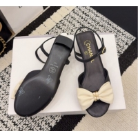 Best Grade Chanel Grosgrain Heel Sandals 3.5cm with Bow Black/White G46813